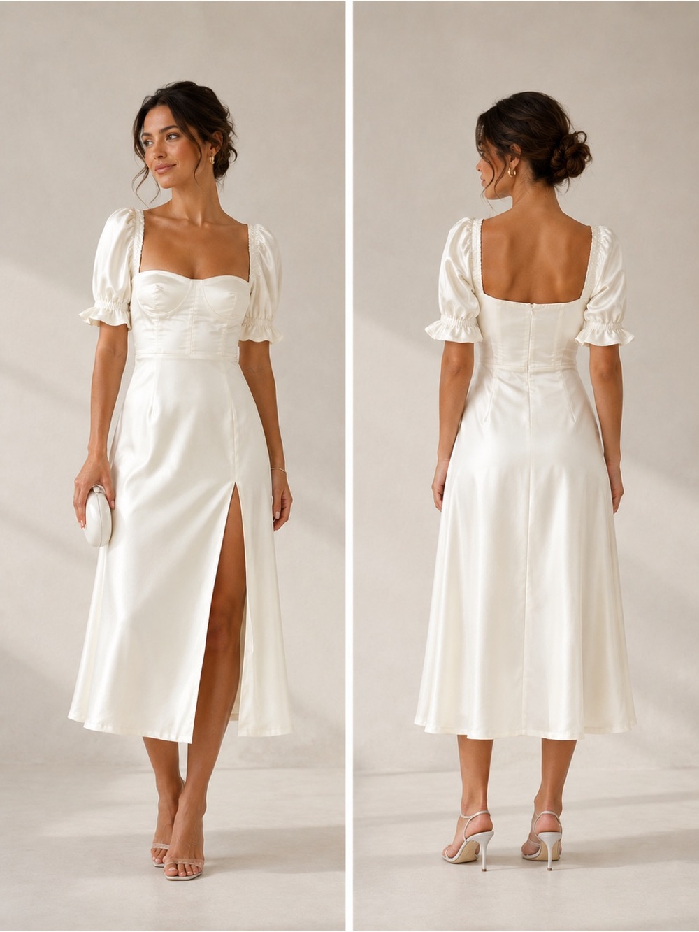 🎉LAST PIECE 🎉WE WORE WHAT Poplin Puff Sleeve‎ Midi Dress